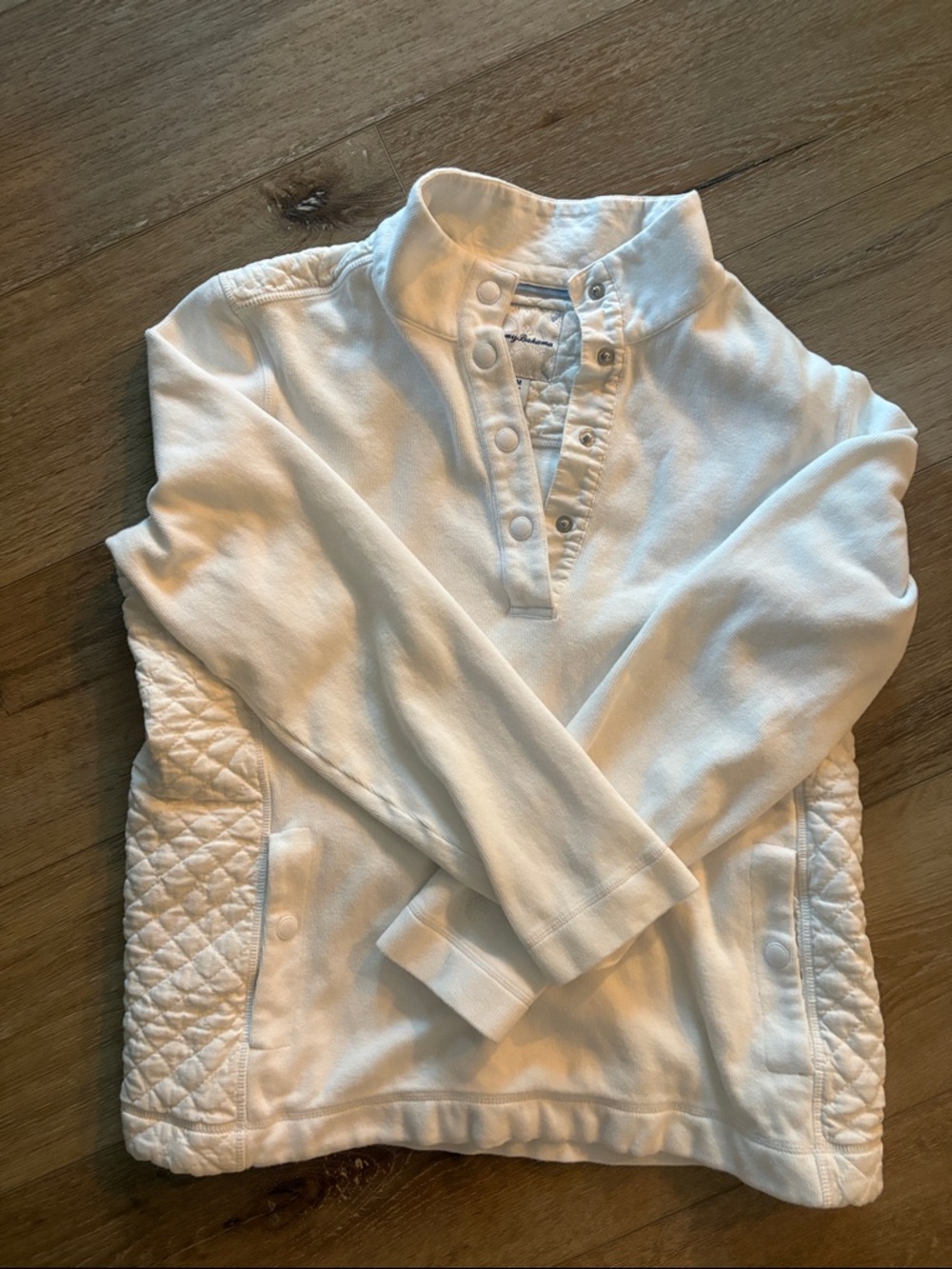 Tommy Bahama White Snap-Front Quilted Pullover